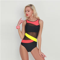 European And American Conservative One Piece Stitching Swimsuit