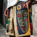 Retro Tribal Mask Geometric Art Men's Casual Shorts