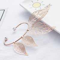 Simple Flashing Diamond Hollow Big Leaf Ear Clip