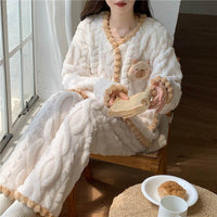 Winter Thickened Plus Size Keep Warm Coral Velvet Pajamas Women