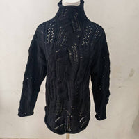 Star Same Style Solid Color Half Hollow Out Sweater