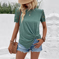 Lace-spliced Short-sleeve Womens Top