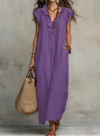 Women's Spring Summer Pocket Ruffle Elegant Dress