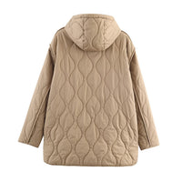 Womens Stylish Versatile Casual Waterproof Cotton-padded Hooded Jacket