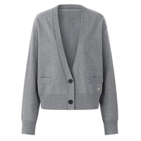 Korean-style Simple Solid-color V-neck Two-button AutumnWinter New Knitted Cardigan