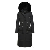 Women's Cotton Jacket Drawstring Cinched Hoodie Fleece-lined Warm