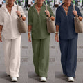Women's Casual Solid-Colored Pants Wide-Leg Set