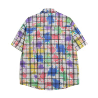 Tie Dye Short Sleeve Plaid Shirt Men