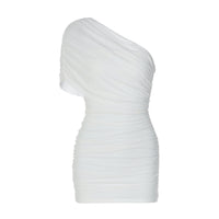 Solid-color Sexy Trendy Off-shoulder Pleated Mesh Dress For Women