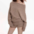 New Loose And Lazy Style Batwing Sleeve Top Off-neck Inner Sweater
