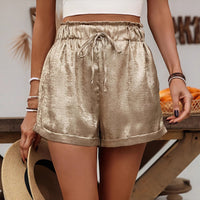 Womens Gold-Embossed Loose Casual Hot Pants
