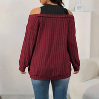 New Loose Ribbed Brushed Long-sleeve T-shirt