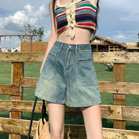 Loose Niche Retro High-waisted Denim Shorts