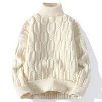 Mens Autumnwinter Turtleneck Cable-knit Sweater With A Casual Fit And Exceptional Warmth