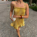 Womens Fashionable Sexy Short Skirt Solid-Color Sheer Slip Dress For Women