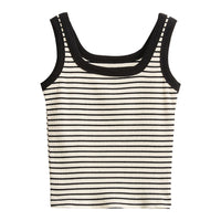 Black Striped Sleeveless Vest Bottoming Halter Top