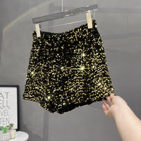 Suede Embroidered Beaded Gray Casual Shorts For Women