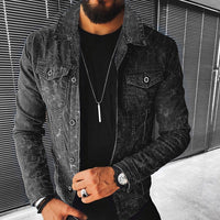 Fashion Print Distressed Print Denim Jacket Men's