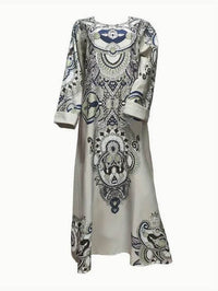 Elegant Floral Print Long Sleeve Abaya Dress