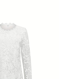 Lace Crewneck Long-sleeve Vintage Top