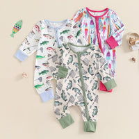 Long Sleeve Little Fish Printed One-piece