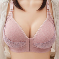 Women's Seamless Plus Size Front Buckle For Underwear Pure Cotton Bra