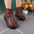 Womens Soft-leather Round-toe Fleece-lined Thermal Cotton Boots