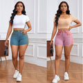 New Womens Patchwork Denim Shorts