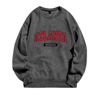 Women's Printed Round Neck Long Sleeve Baseball Uniform Loose Plus Size Fleece Lined Warm Top