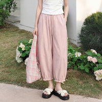 Women's Early Spring New Style Solid Color Japanese-Style Cropped Pants With Two Patch Pockets