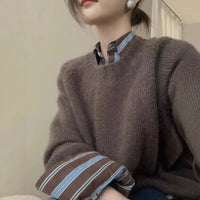 New Round Neck Knitted Pullover Sweater Women