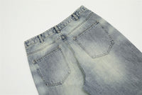 Men's Worn Washed Trousers Make Old Ripped Jeans