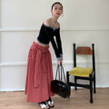 Side Strap Design Loose Back Smocking Elastic One-piece Two-piece Skirt