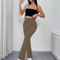 Womens Slimming Solid-Color High-Waist Flared Yoga Pants With Butt-Lifting Design