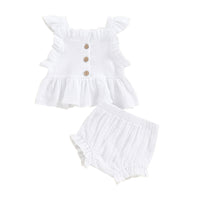 Girls Summer Suspender Shorts Suit