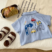 Infant Children's Short-sleeved Cartoon Lapel Shorts Romper Cute Casual One-piece