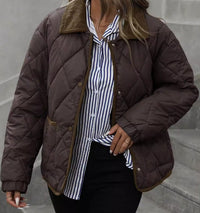 Dark Brown Vintage High-End Multi-Functional Warm Cotton Coat With Long Sleeves And A Lapel Collar
