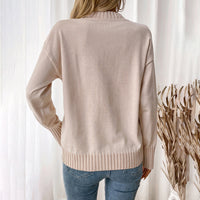 Flower Decorative Knitted Pullover Crew Neck Sweater