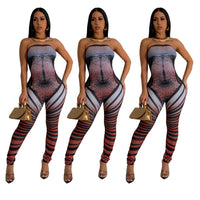 Digital Printing Fashion Personality Tube Top Jumpsuit