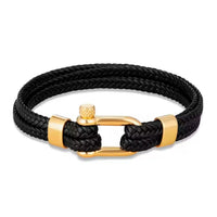 Stainless Steel Horseshoe Buckle Trendy Multi-layer Braided Leather Bracelet