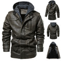 New Men's Classic Retro Midi Leather Coat