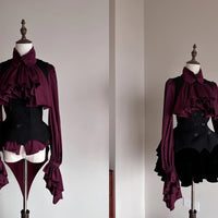 Retro Design Top Long Sleeve Shirt Gothic Style Long Sleeve Ruffled Shirt