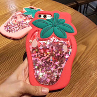Compatible with Apple , Quicksand strawberry couple phone case