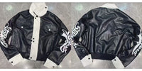 Personalized White Stand-collar Loose Short Jacket With Sleeve Lettering