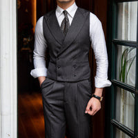 Slim Business Double Breasted Solid Color Vest Man