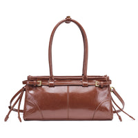 Casual All-Match Vintage Oil Wax Leather Handheld Underarm Bag