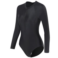 Long-sleeved One-piece Matching Round Neck Zipper Style Briefs