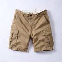 Retro Mens Outdoor Relaxed-fit Mid-length Cargo Pants With Multiple Pockets