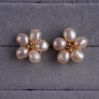 Natural Freshwater Pearl Plum Blossom Earrings