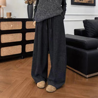 Casual Fleece-lined High-waisted Wide-leg Sweatpants